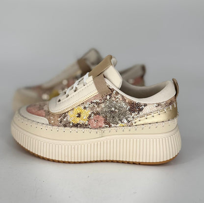 Sneaker Gold Strass/Pailletten 8-137