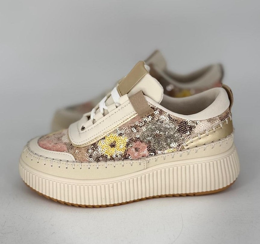 Sneaker Gold Strass/Pailletten 8-137