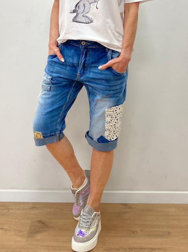 Shorts/Bermuda  "Jeans"  mit Details blau