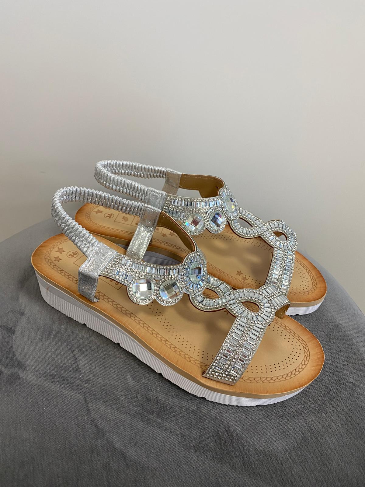 Sandalen "Diamonds" silber