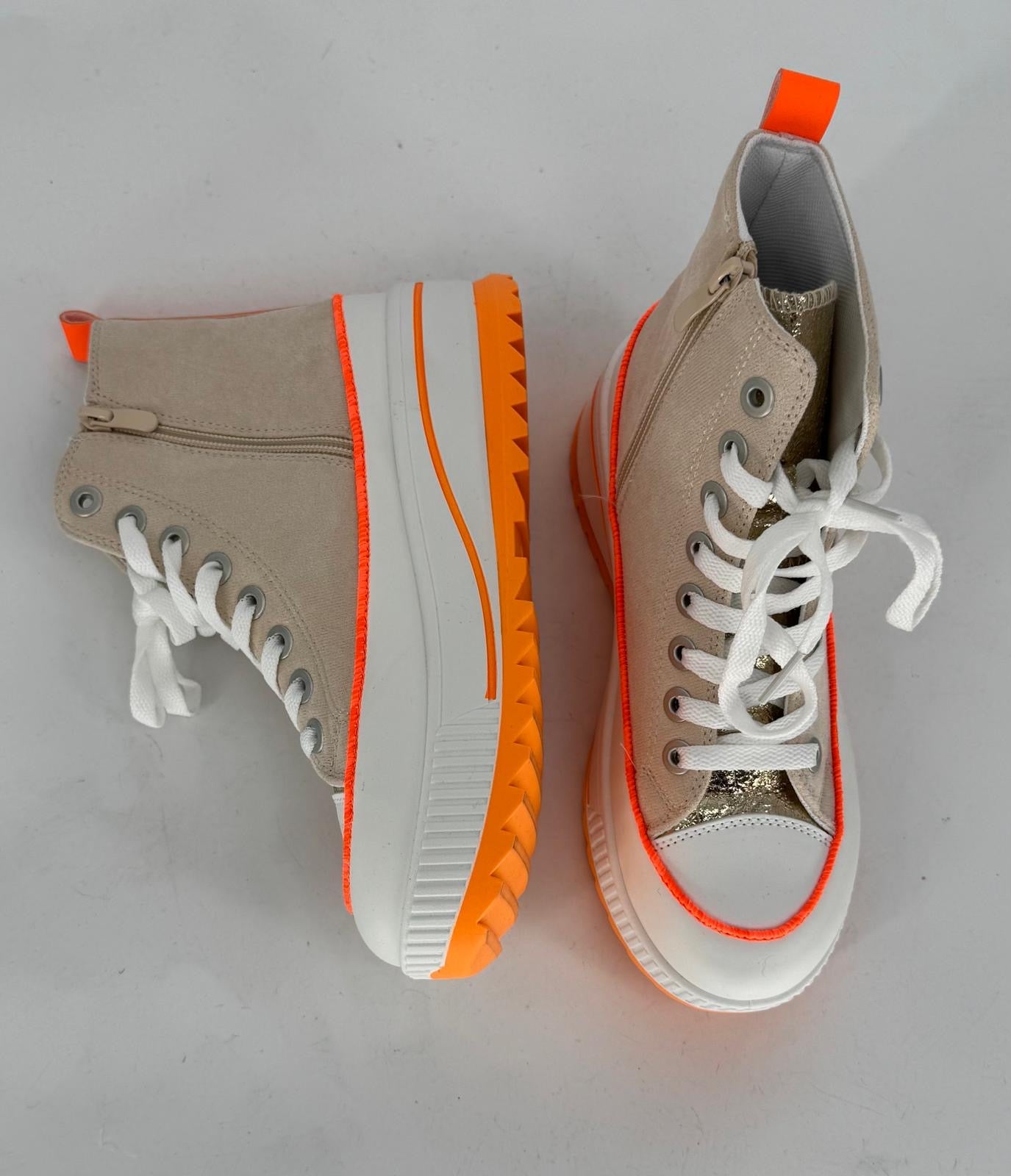 Sneaker mit Plateausohle, beige/orange-860